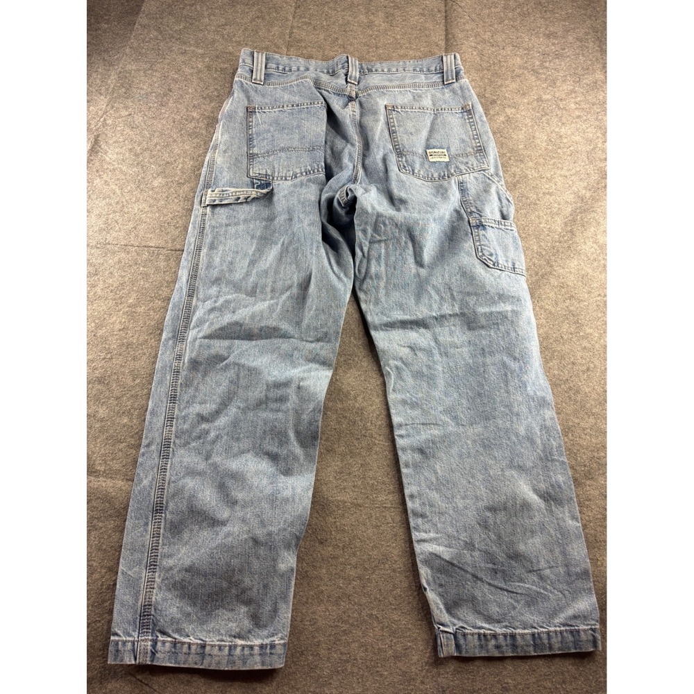 Signature by Levi Strauss Men Carpenter Jeans Light Wash Denim 34x30 Relaxed Fit